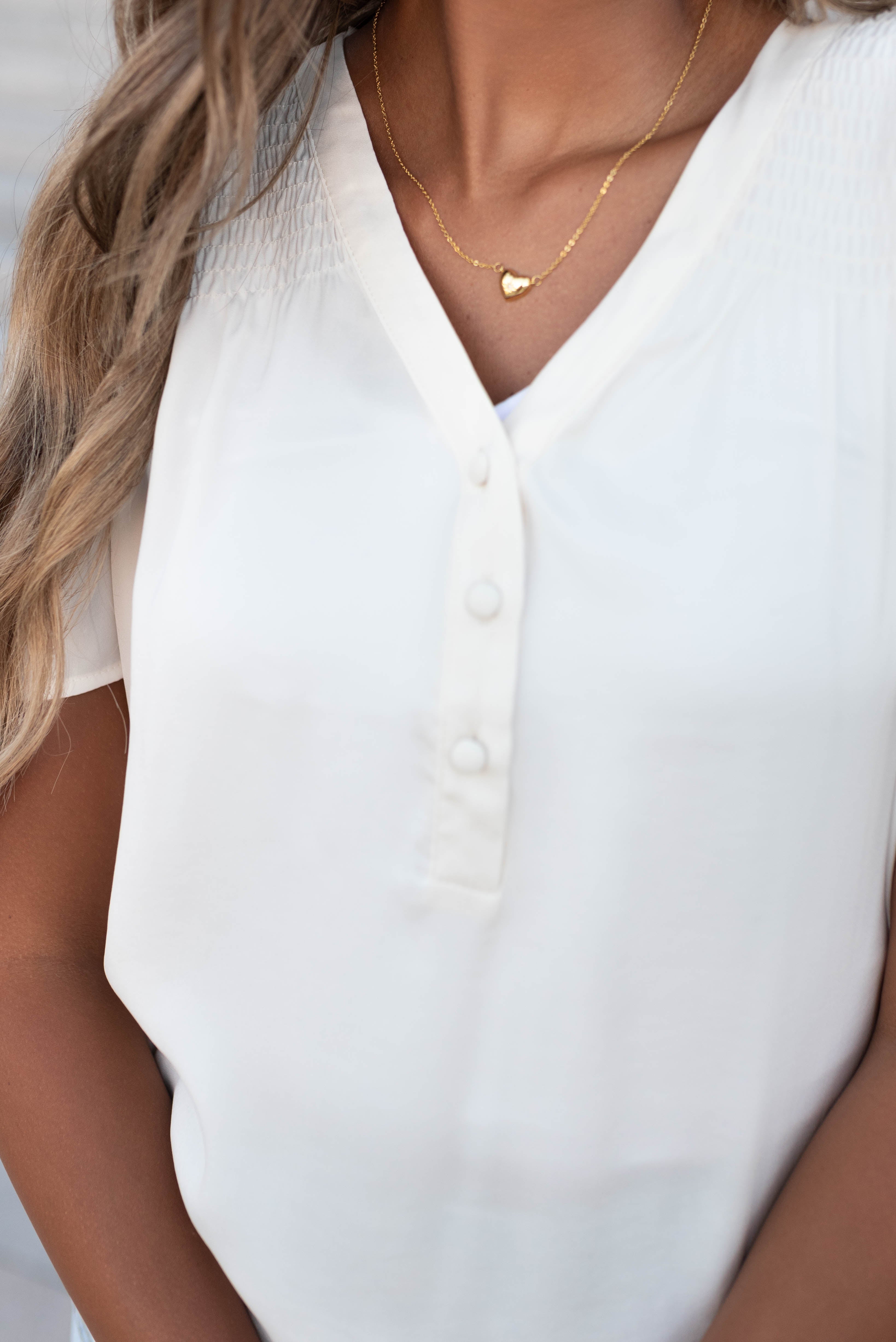 Natalie Ivory Button Top