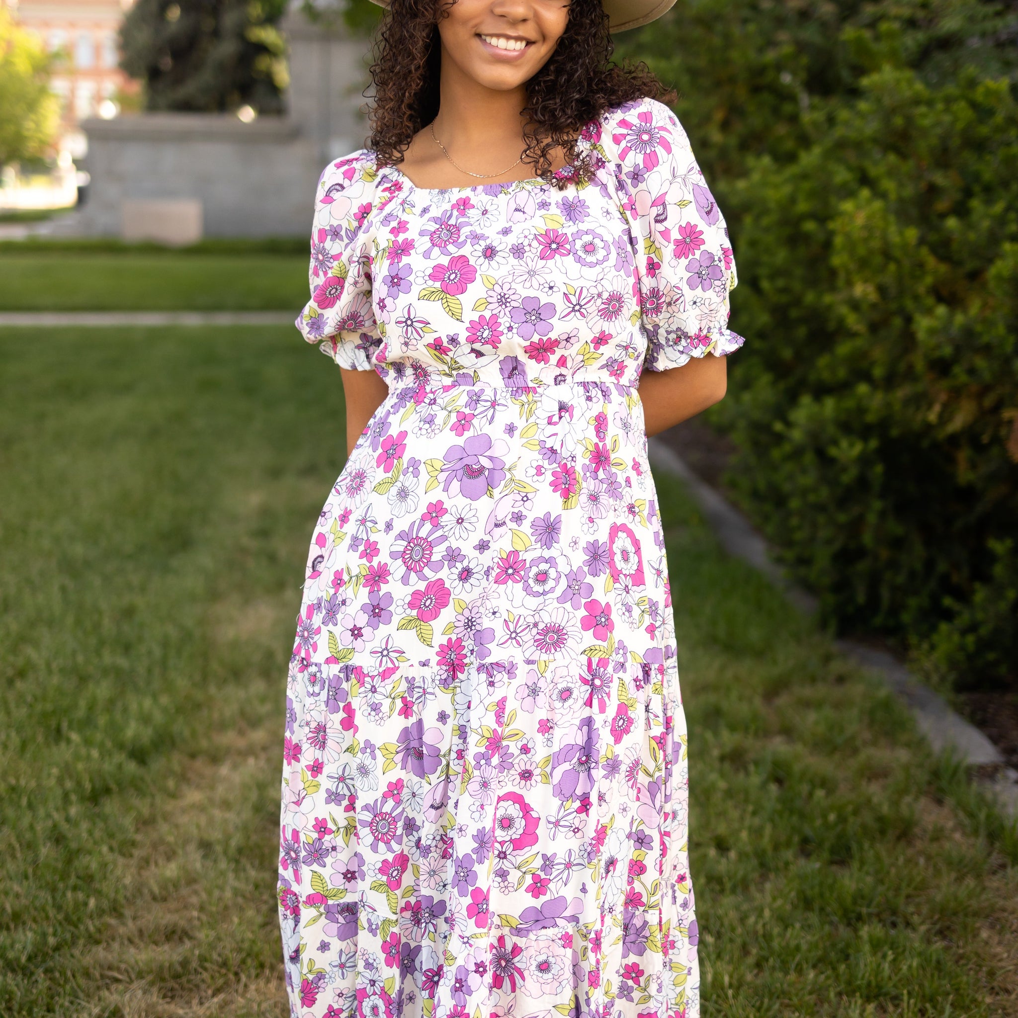 Natalie Purple Floral Dress