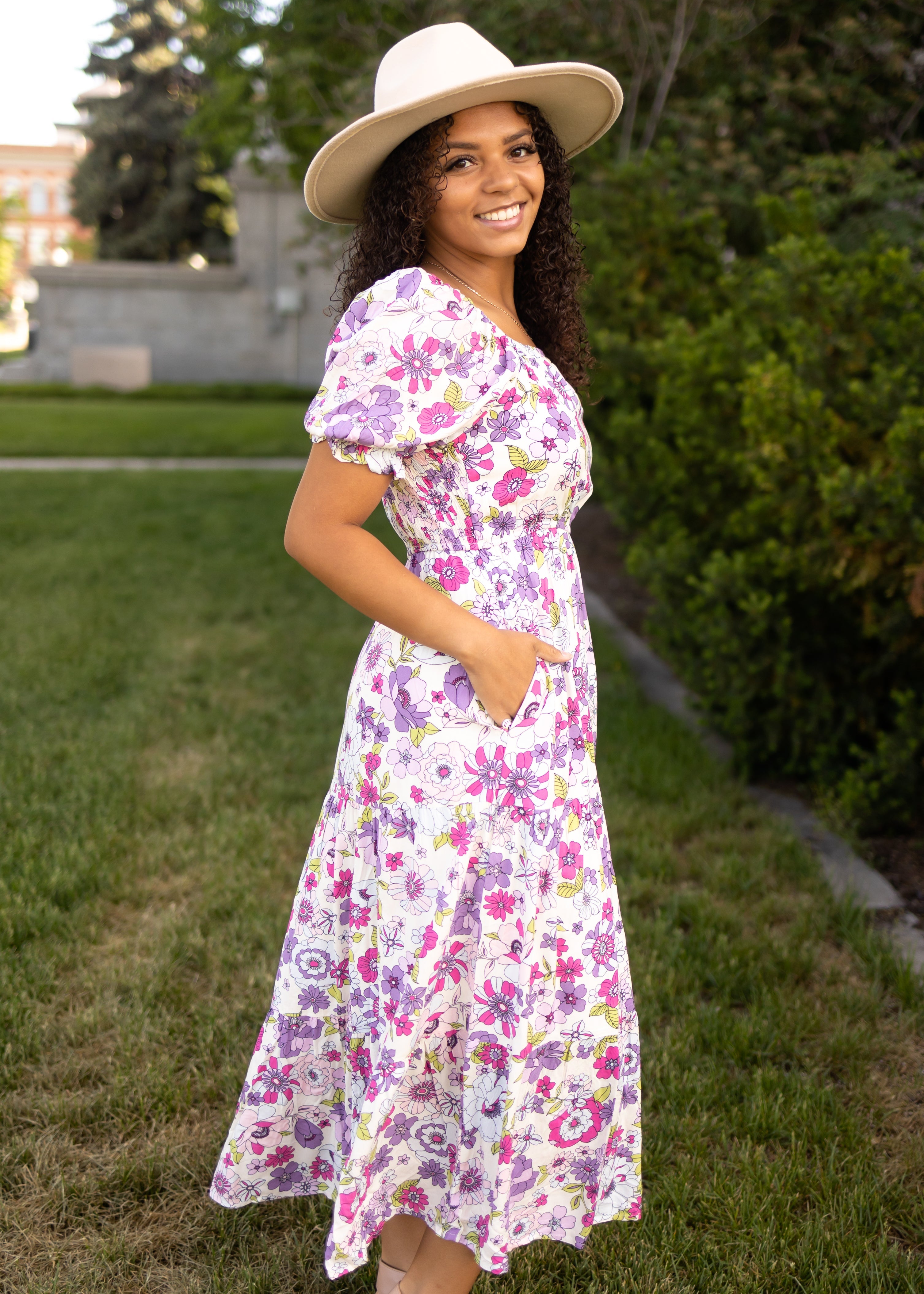 Natalie Purple Floral Dress