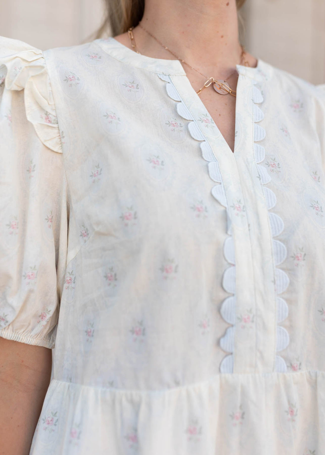 Nellie Vintage Cream Floral Dress