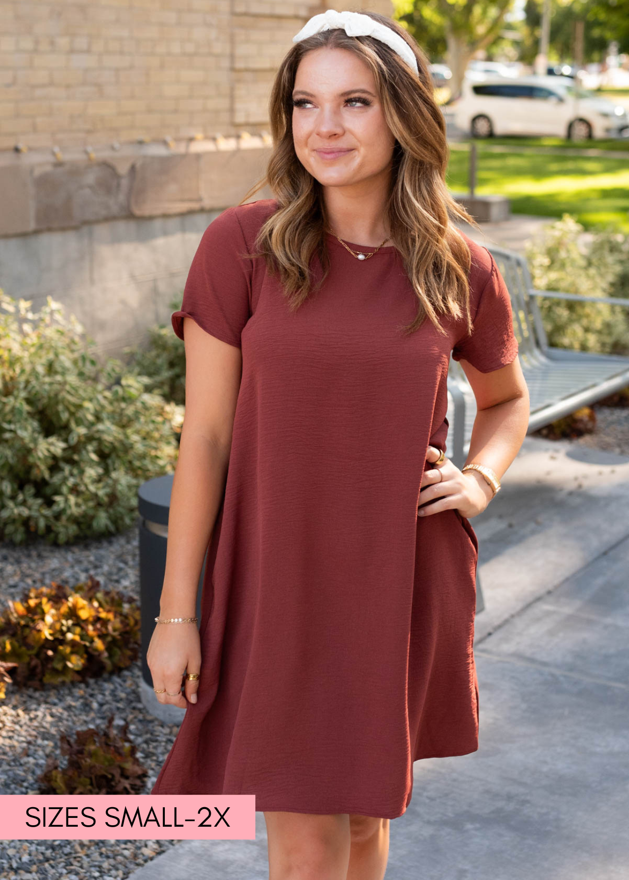 Neriah Brick Red Relaxed Dress
