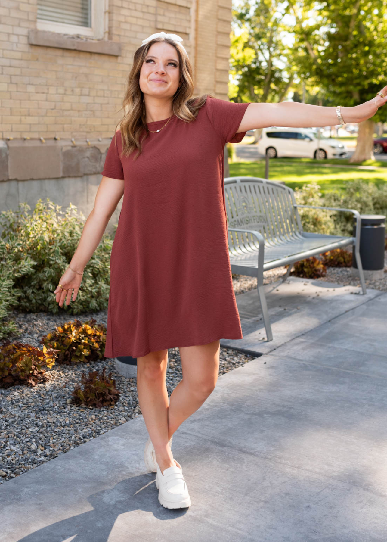 Neriah Brick Red Relaxed Dress