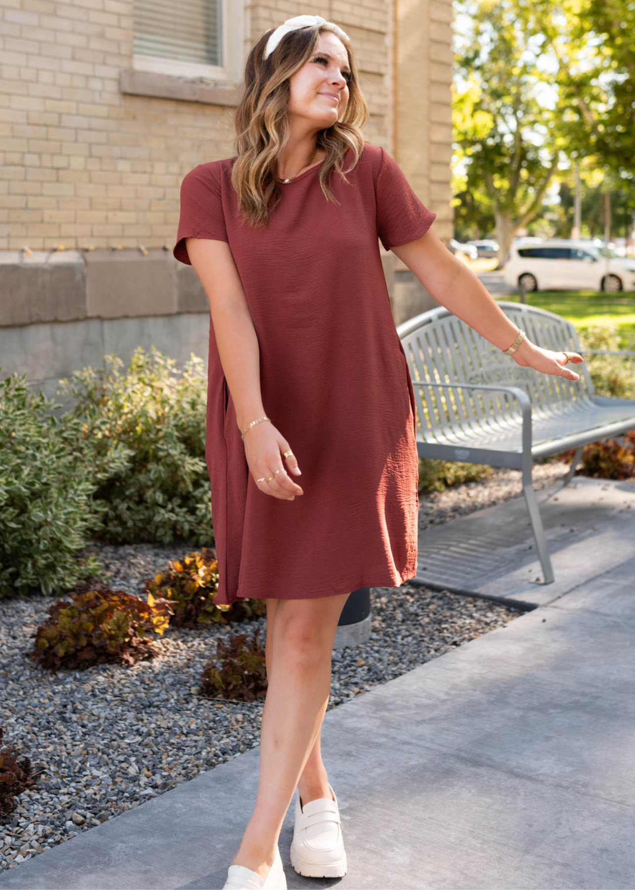 Neriah Brick Red Relaxed Dress