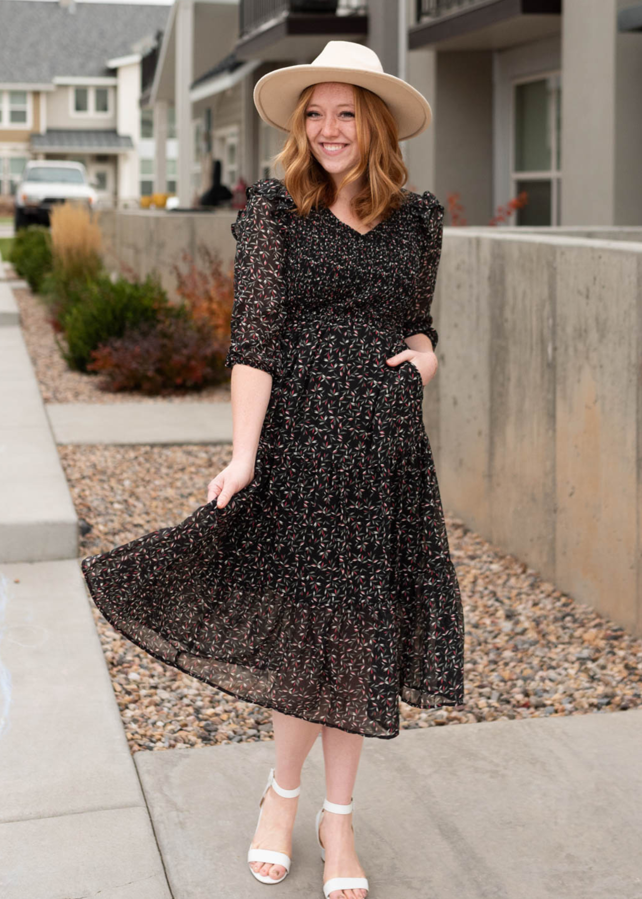 Nikki Black Floral Dress