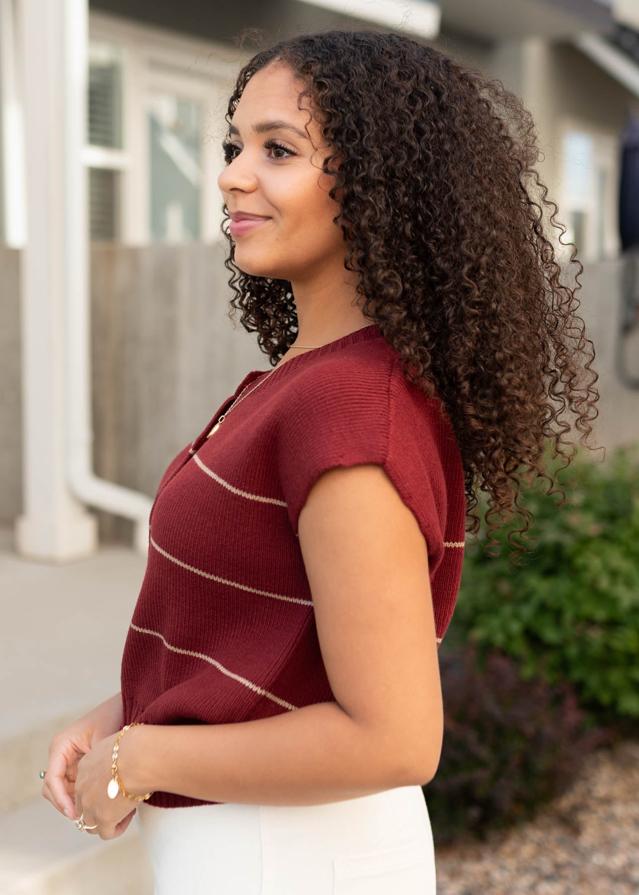 Nina Burgundy Stripe Sweater