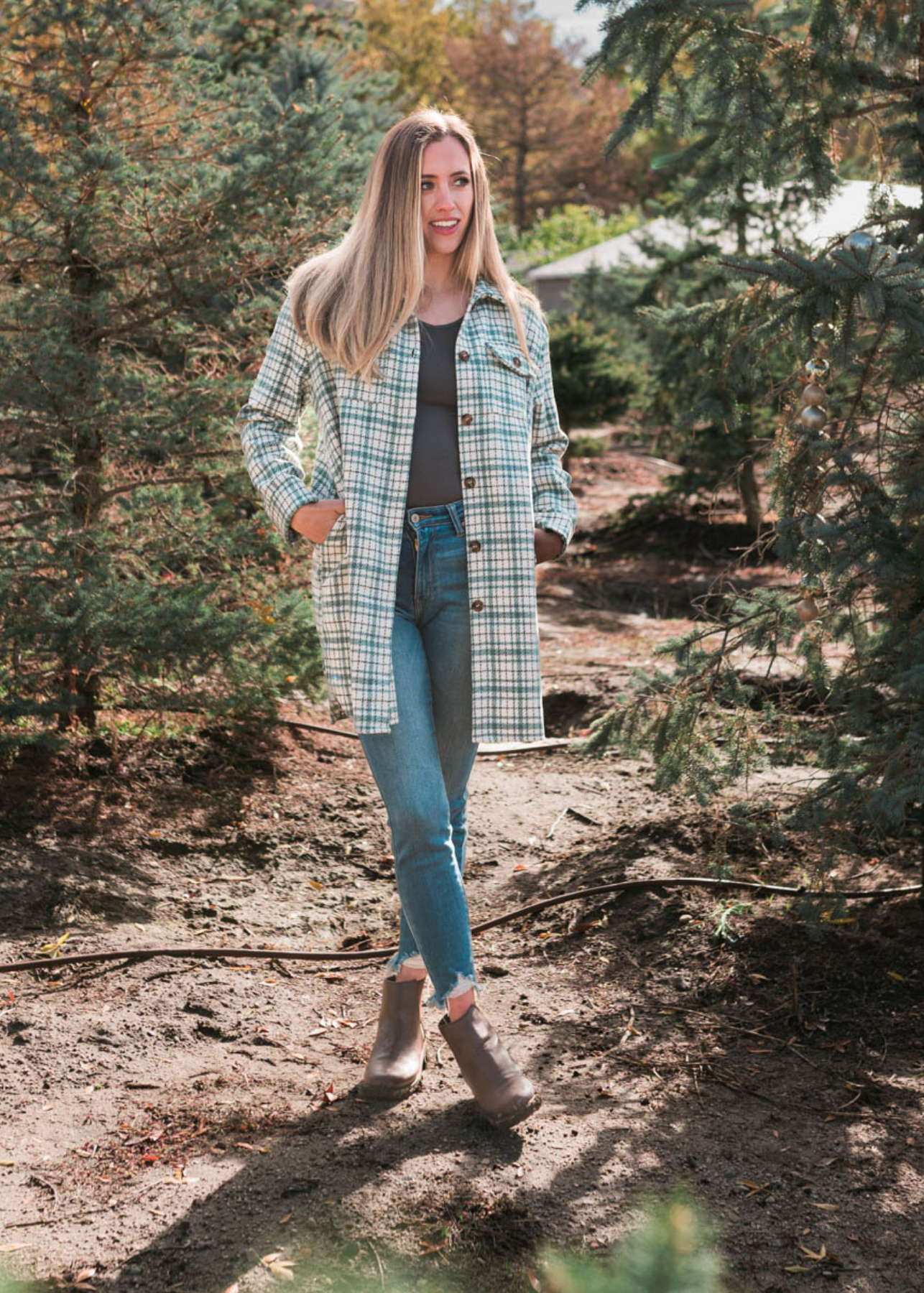 Nixi Green Plaid Coat