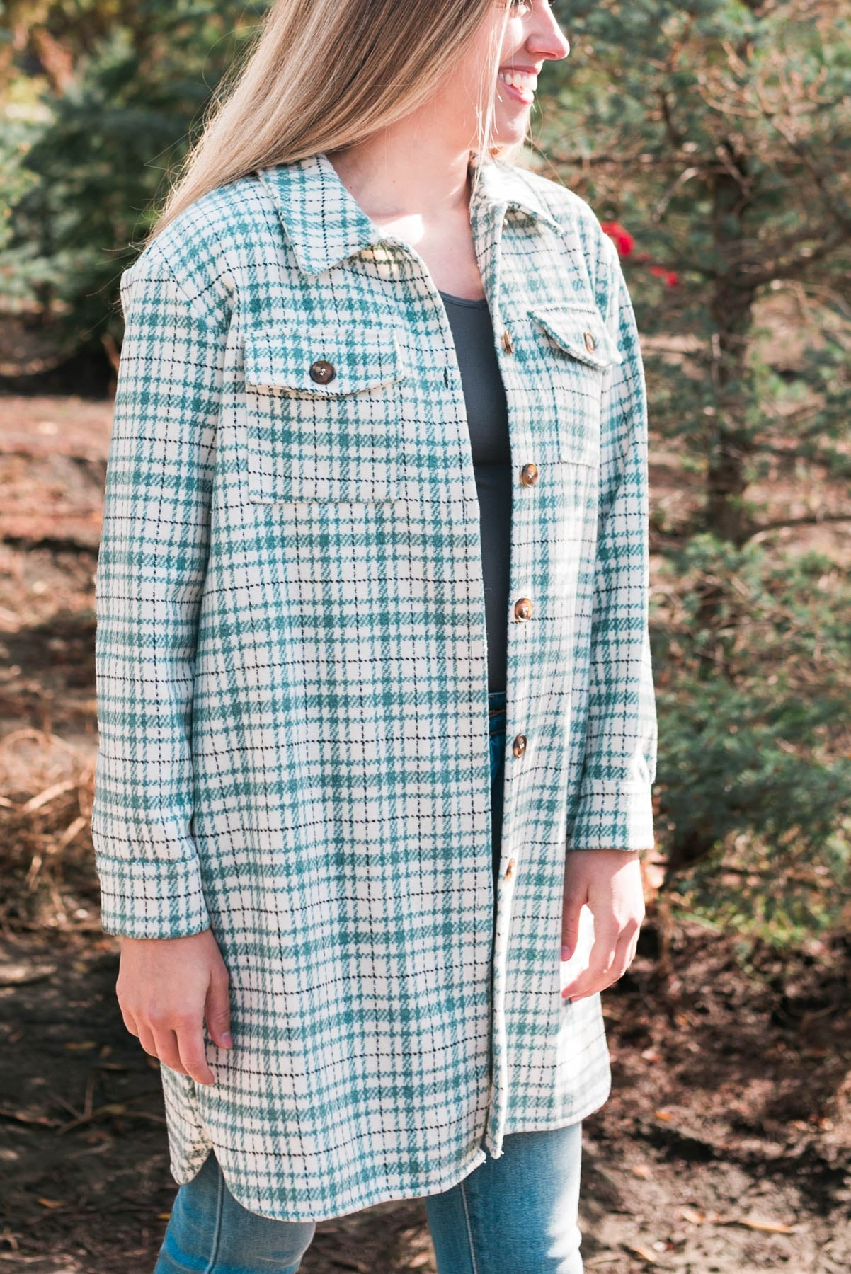 Nixi Green Plaid Coat
