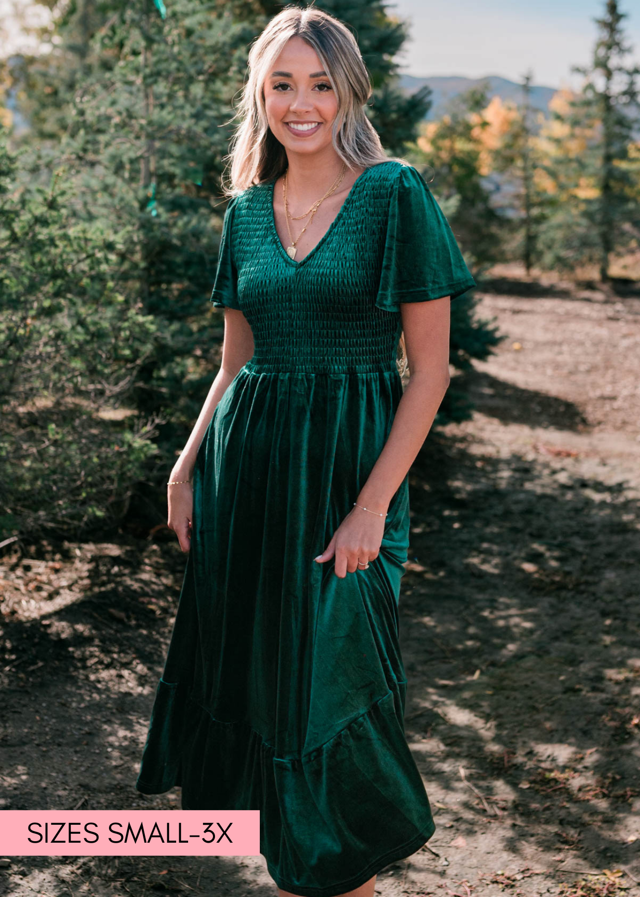 Noel Evergreen Velvet Maxi Dress