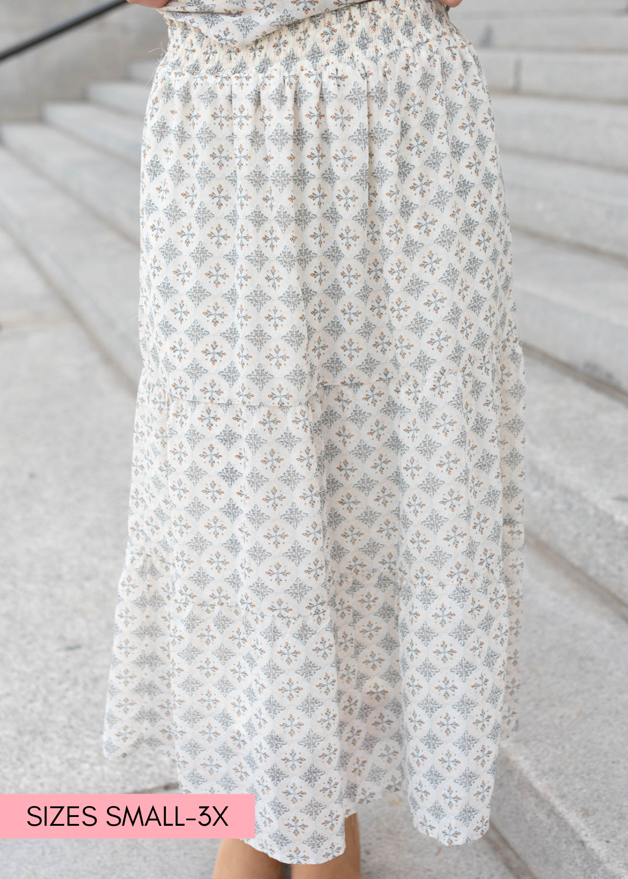 Nola Cream Pattern Chiffon Skirt