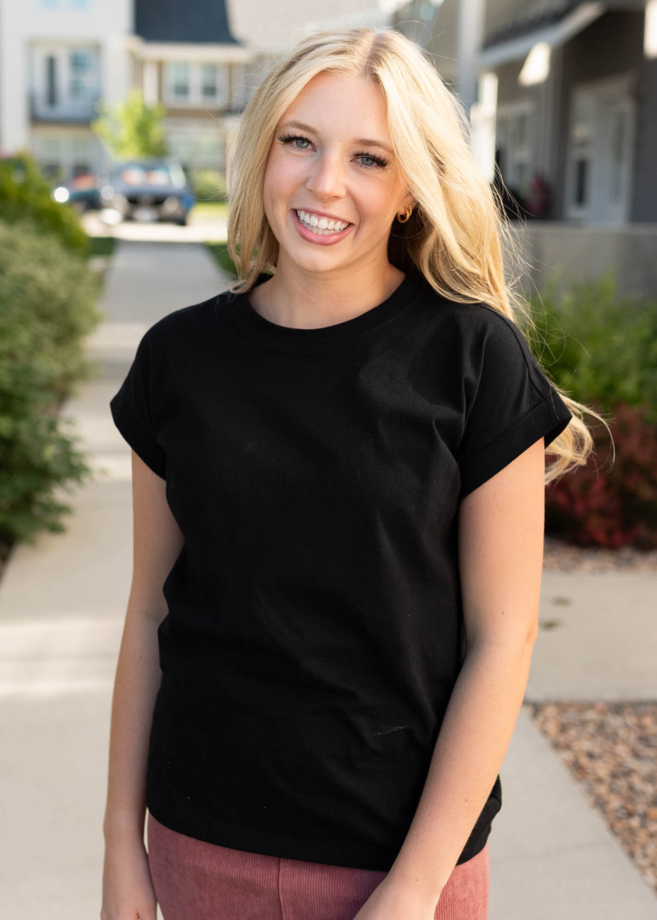 Nova Black Folded Sleeve Top