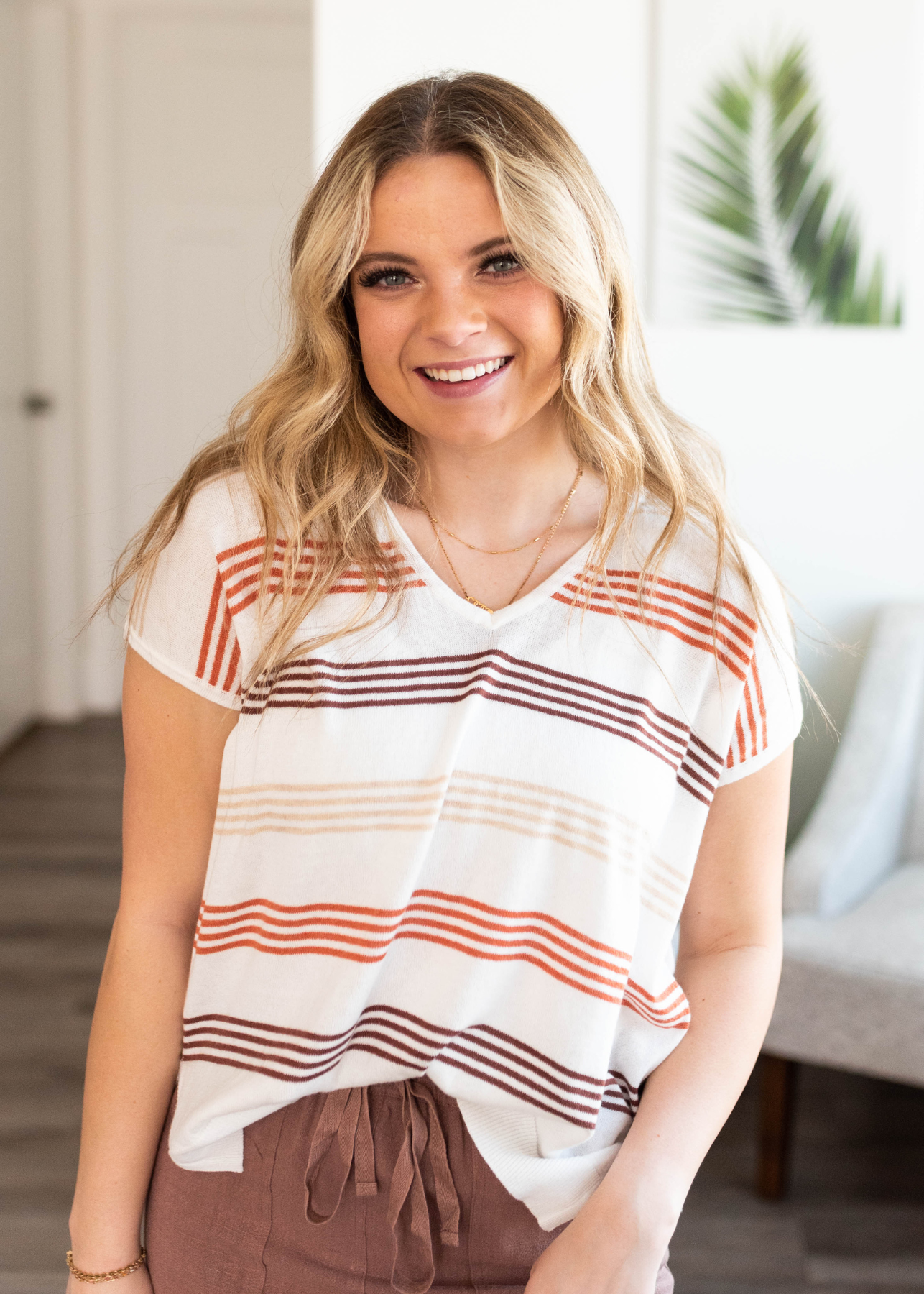 Oaklynn Rust Stripe Top