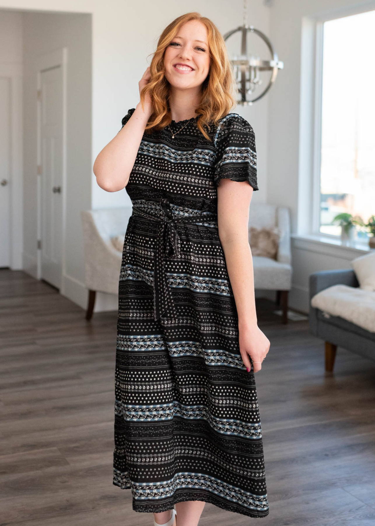 Ora Black Pattern Dress