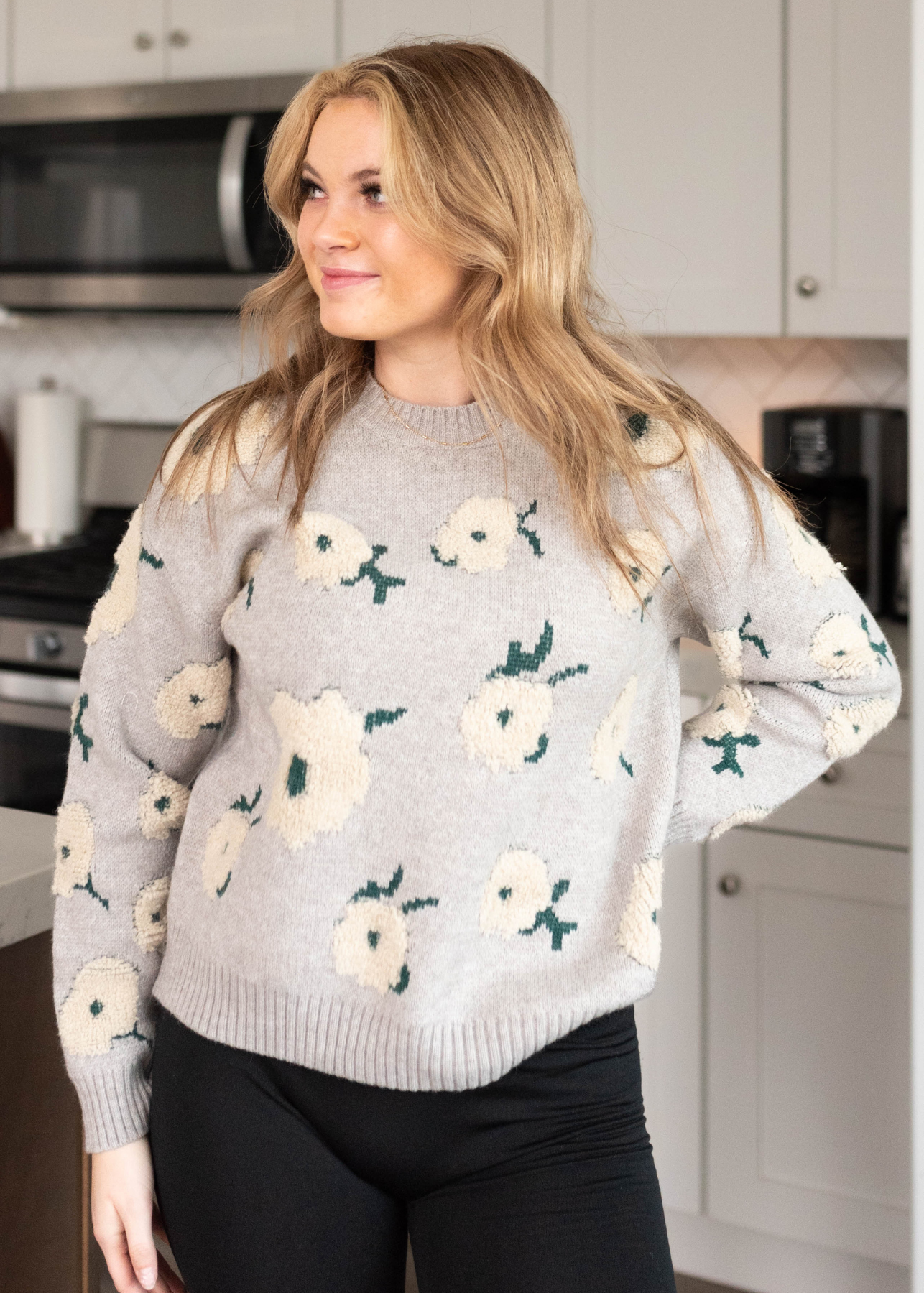 Paisley Grey Floral Sweater