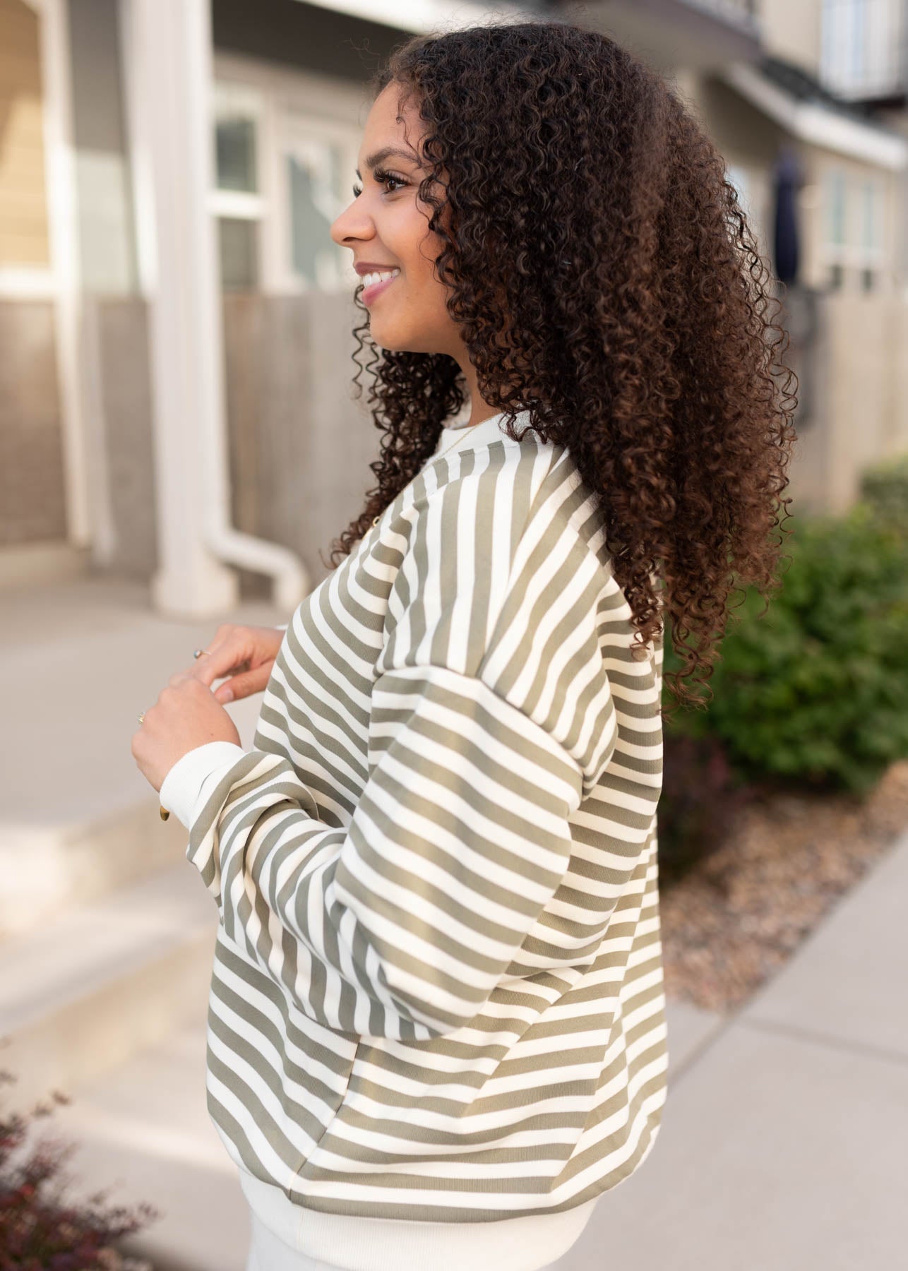 Paisley Olive Striped Sweatshirt