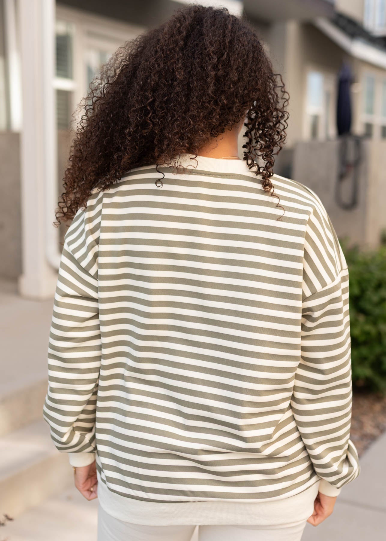 Paisley Olive Striped Sweatshirt