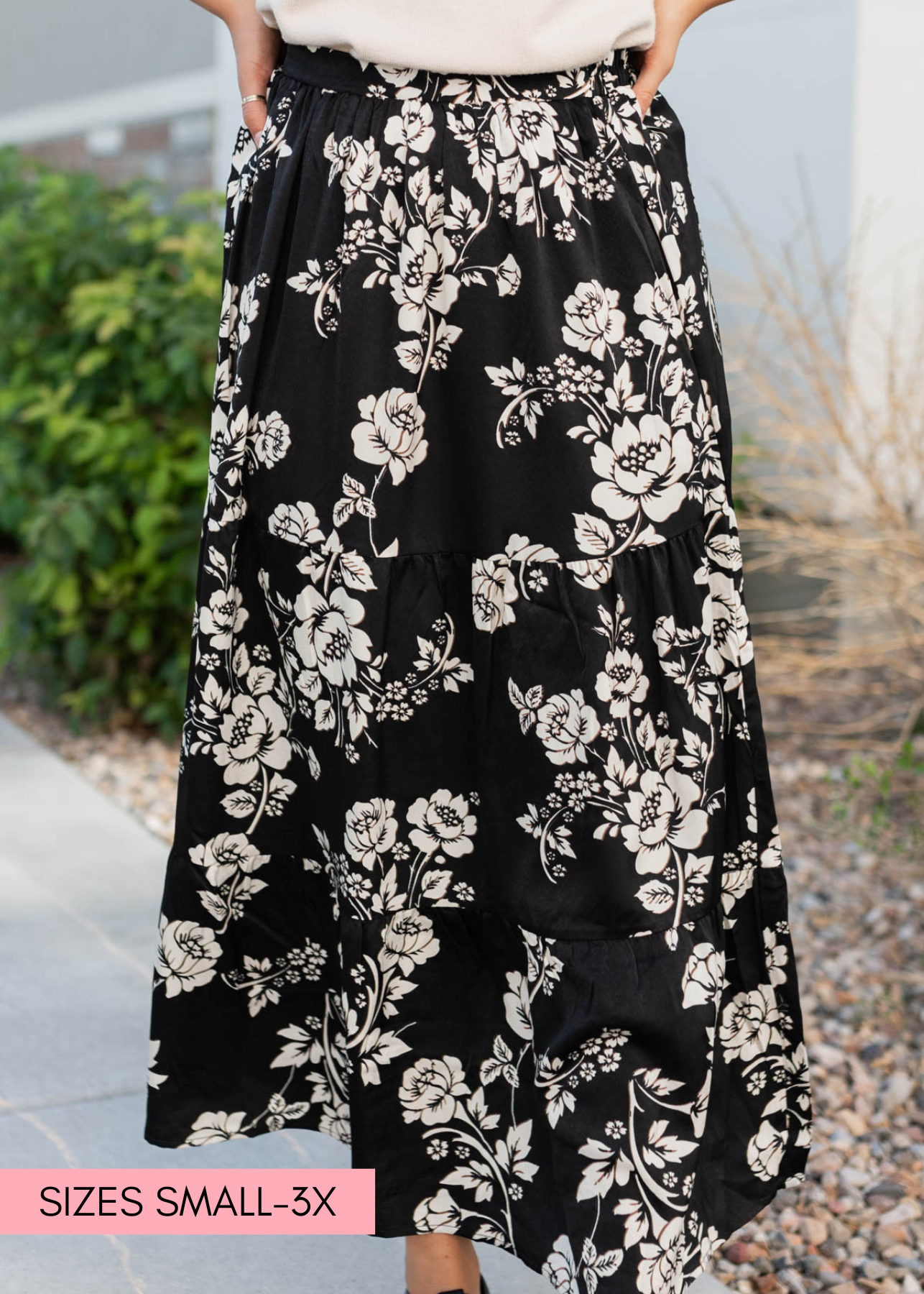 Pamela Black Floral Skirt