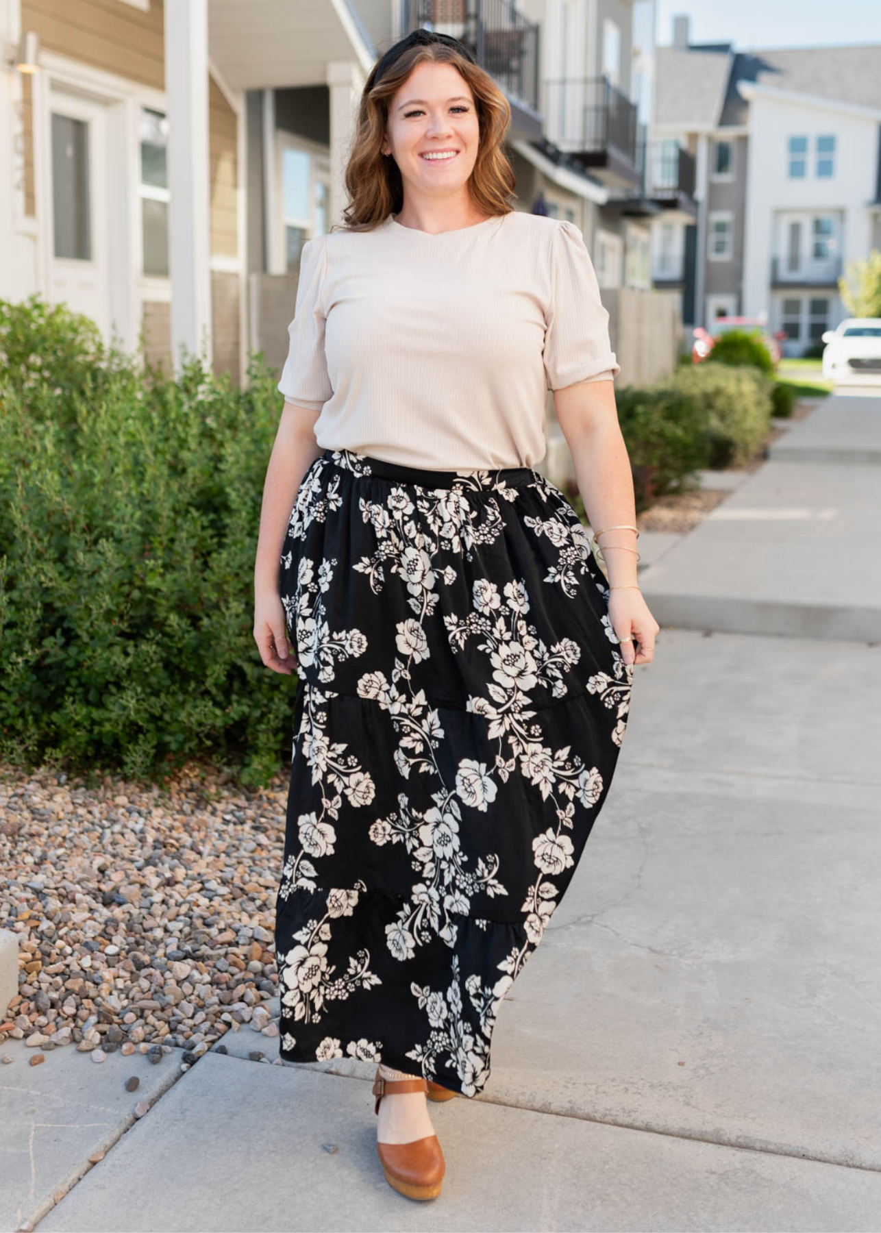 Pamela Black Floral Skirt