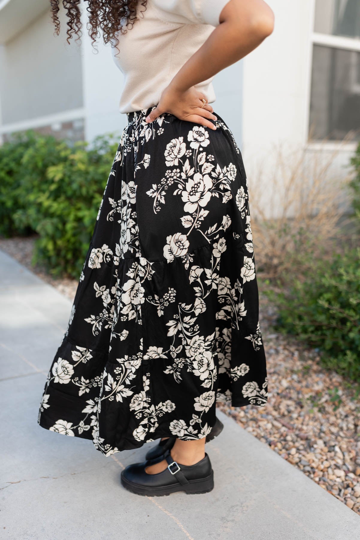 Pamela Black Floral Skirt