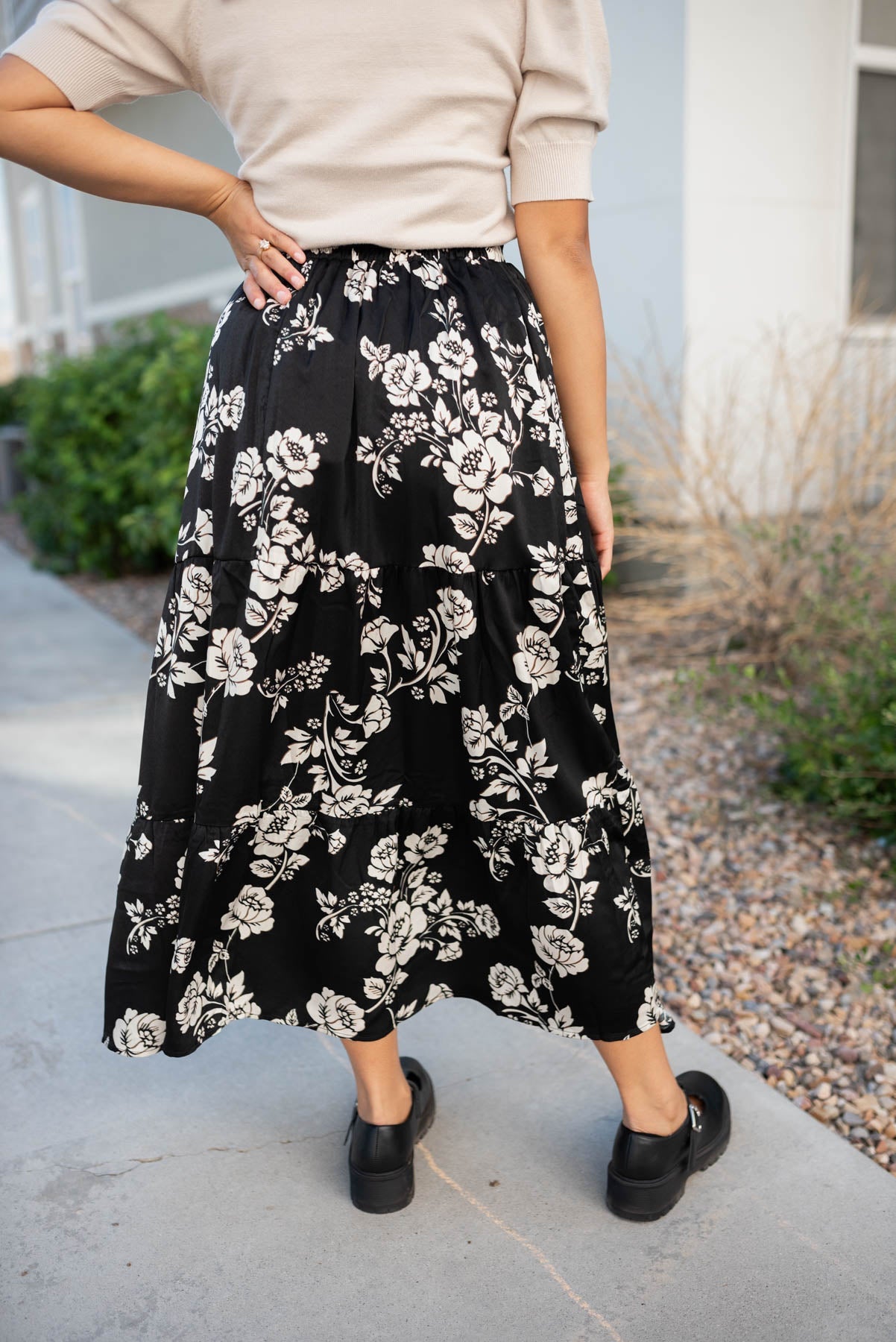 Pamela Black Floral Skirt