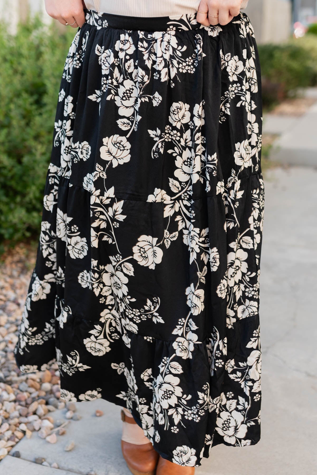 Pamela Black Floral Skirt