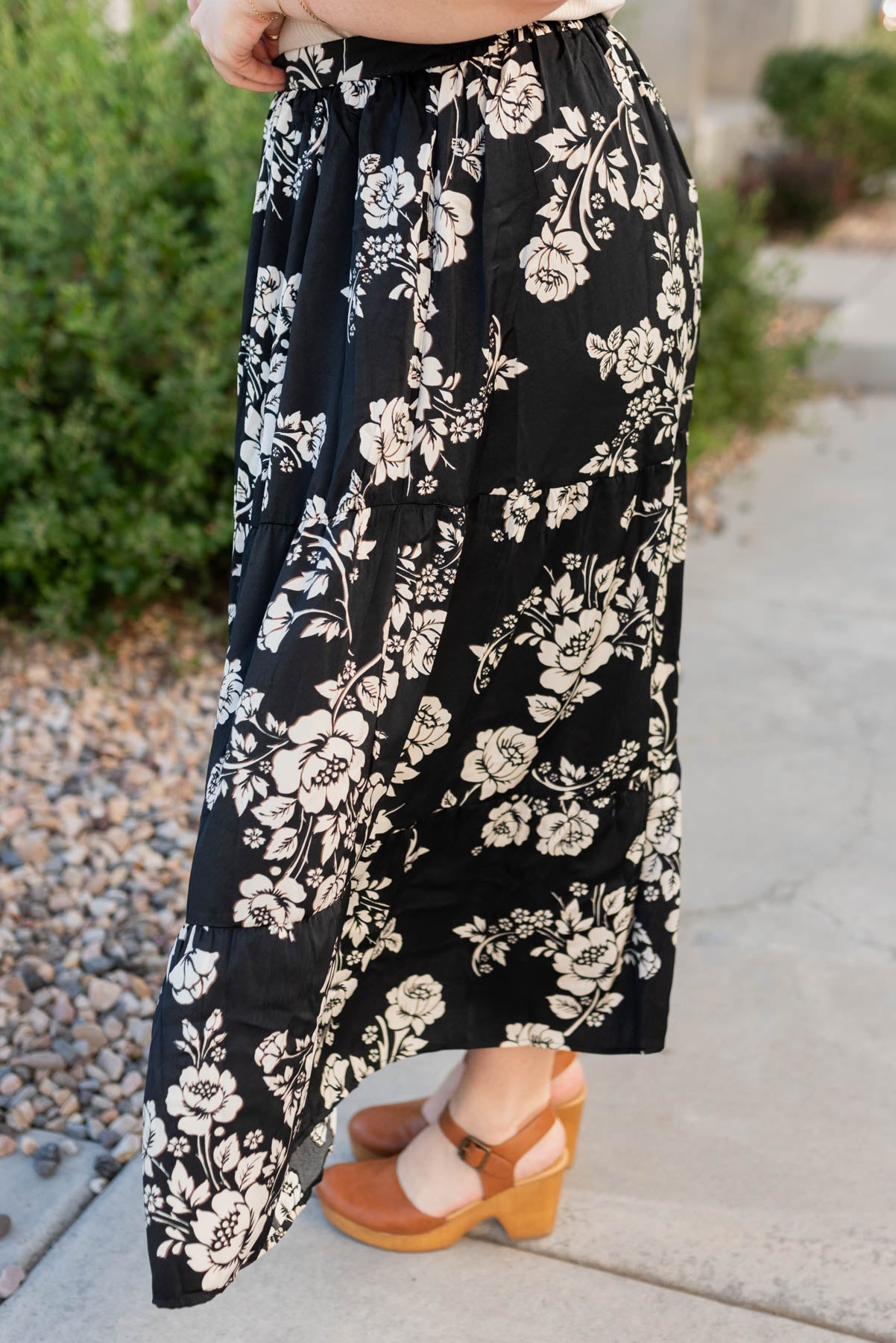 Pamela Black Floral Skirt