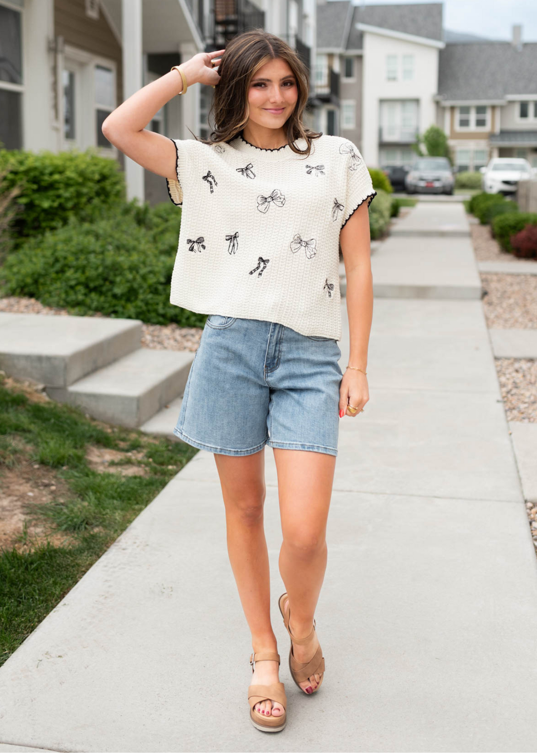 Pamela Cream Embroidered Ribbon Top