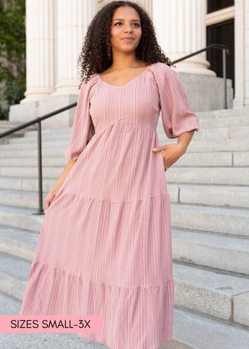 Paola Dusty Mauve Textured Dress