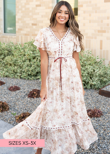 Pascal Burgundy Floral Lace Dress