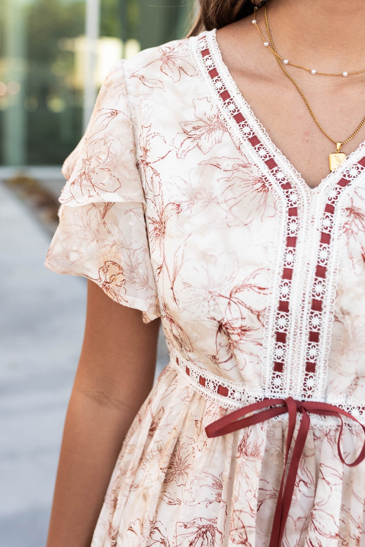 Pascal Burgundy Floral Lace Dress