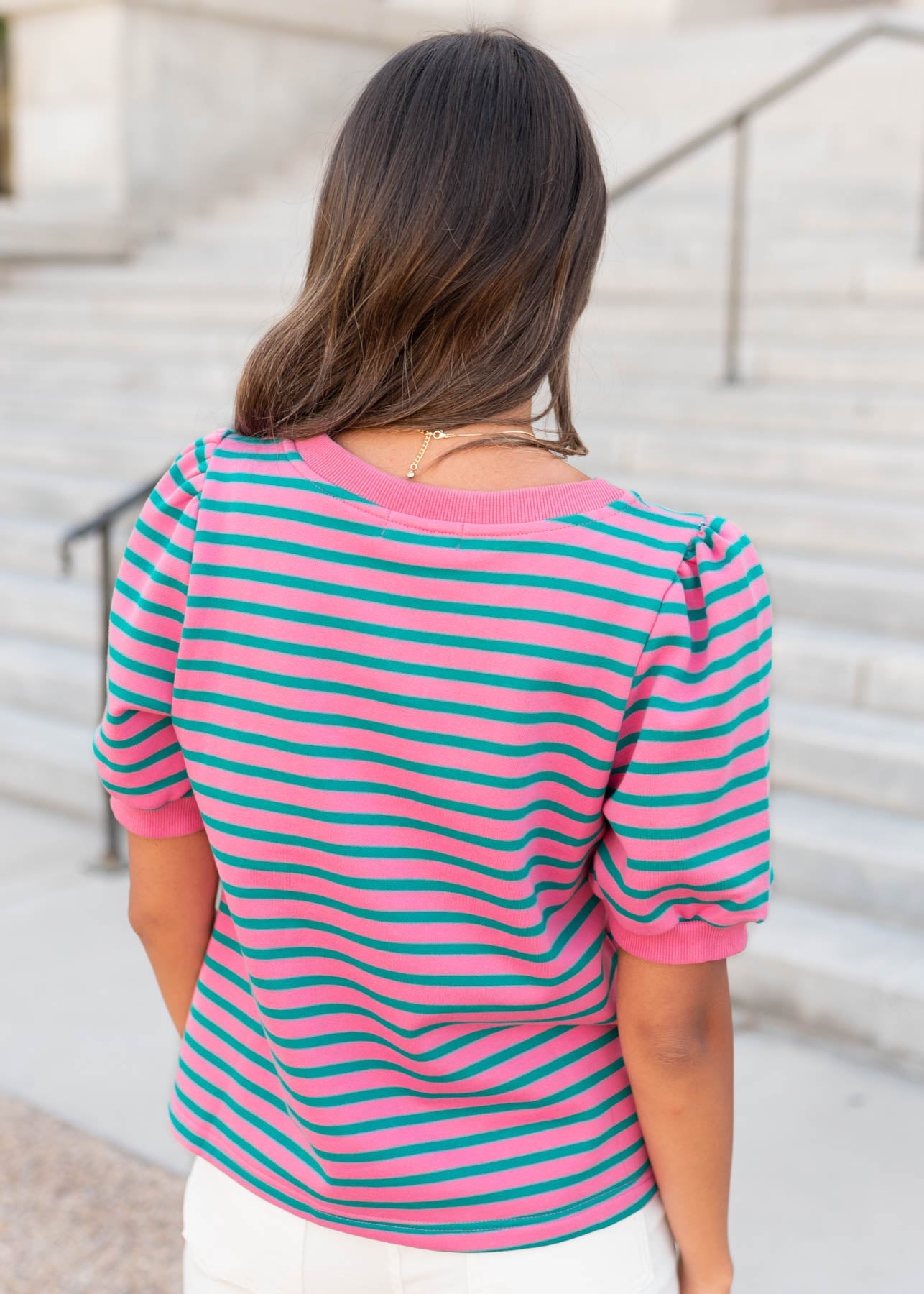 Patty Pink and Teal Striped Top
