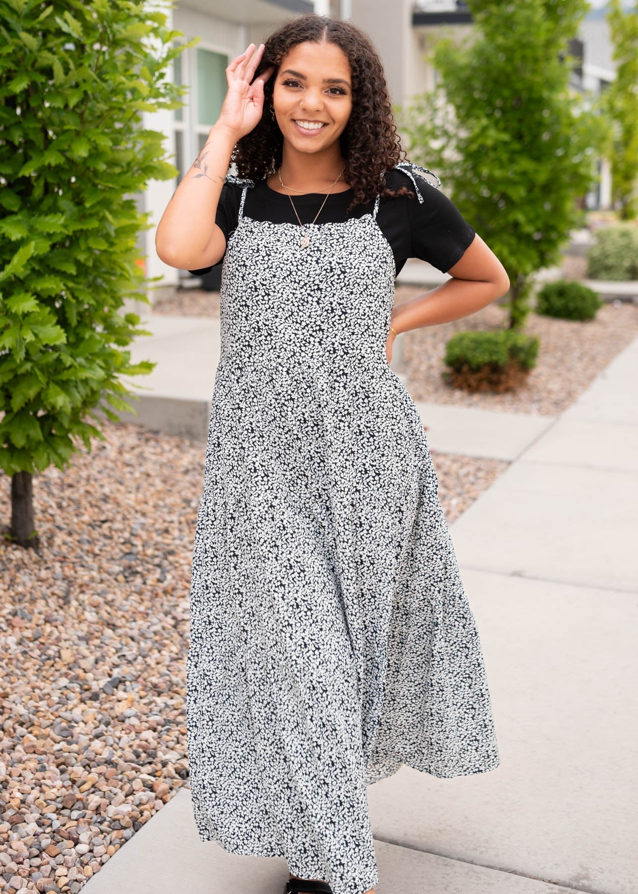 Pauline Navy Floral Tied Dress