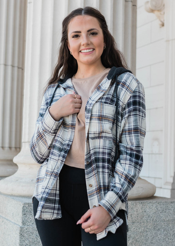 Payton Black Plaid Hooded Shacket