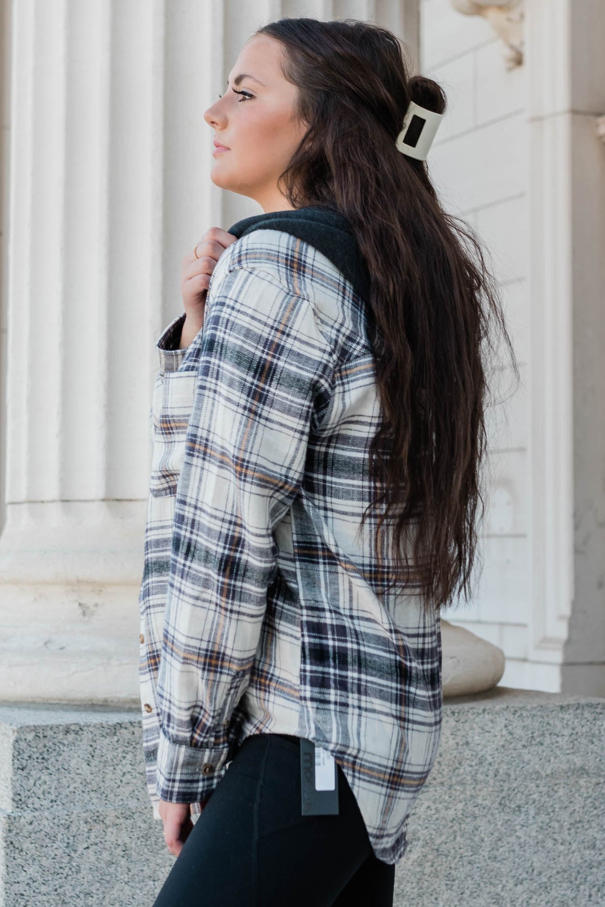 Payton Black Plaid Hooded Shacket