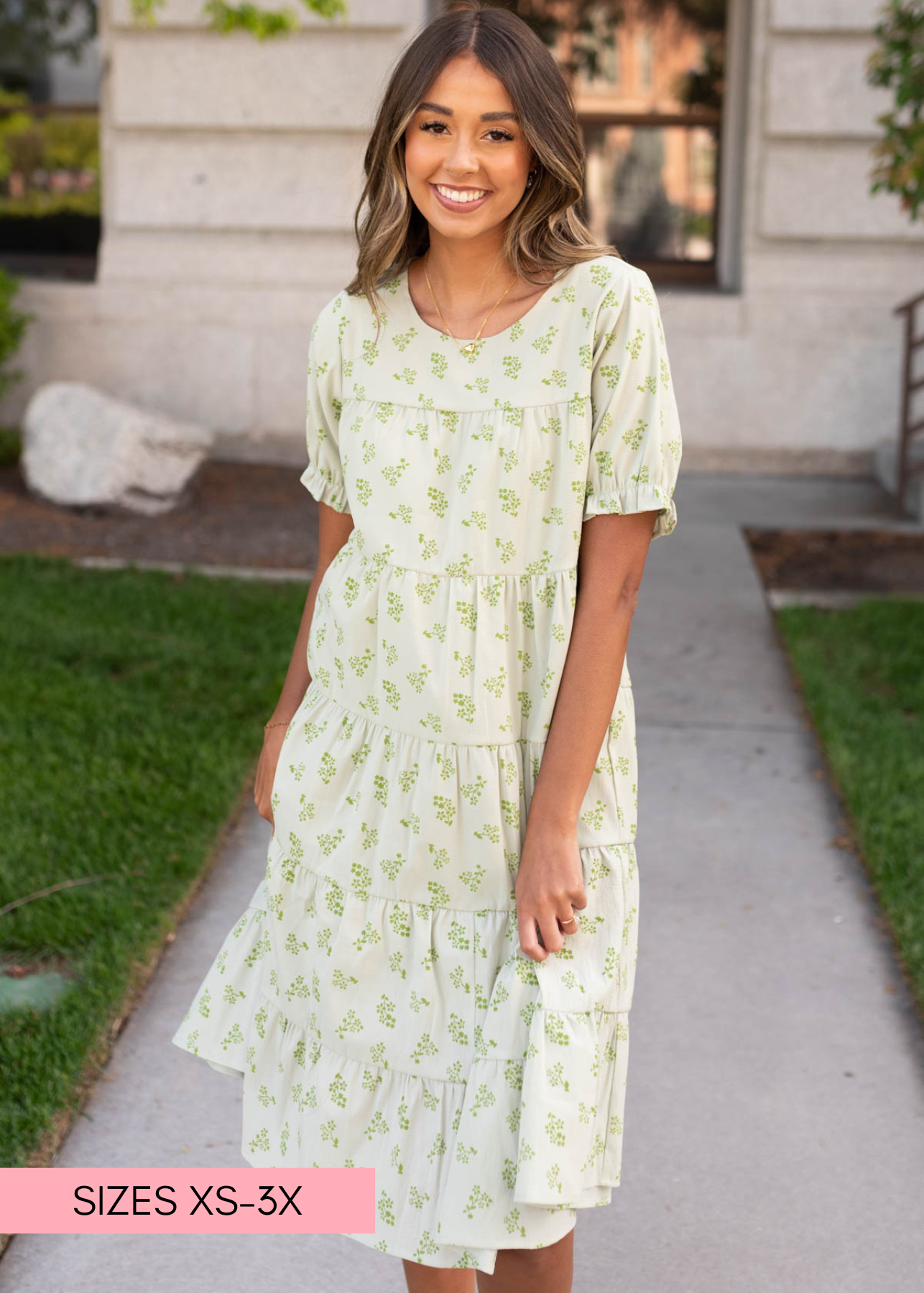 Penelope Green Tiered Dress