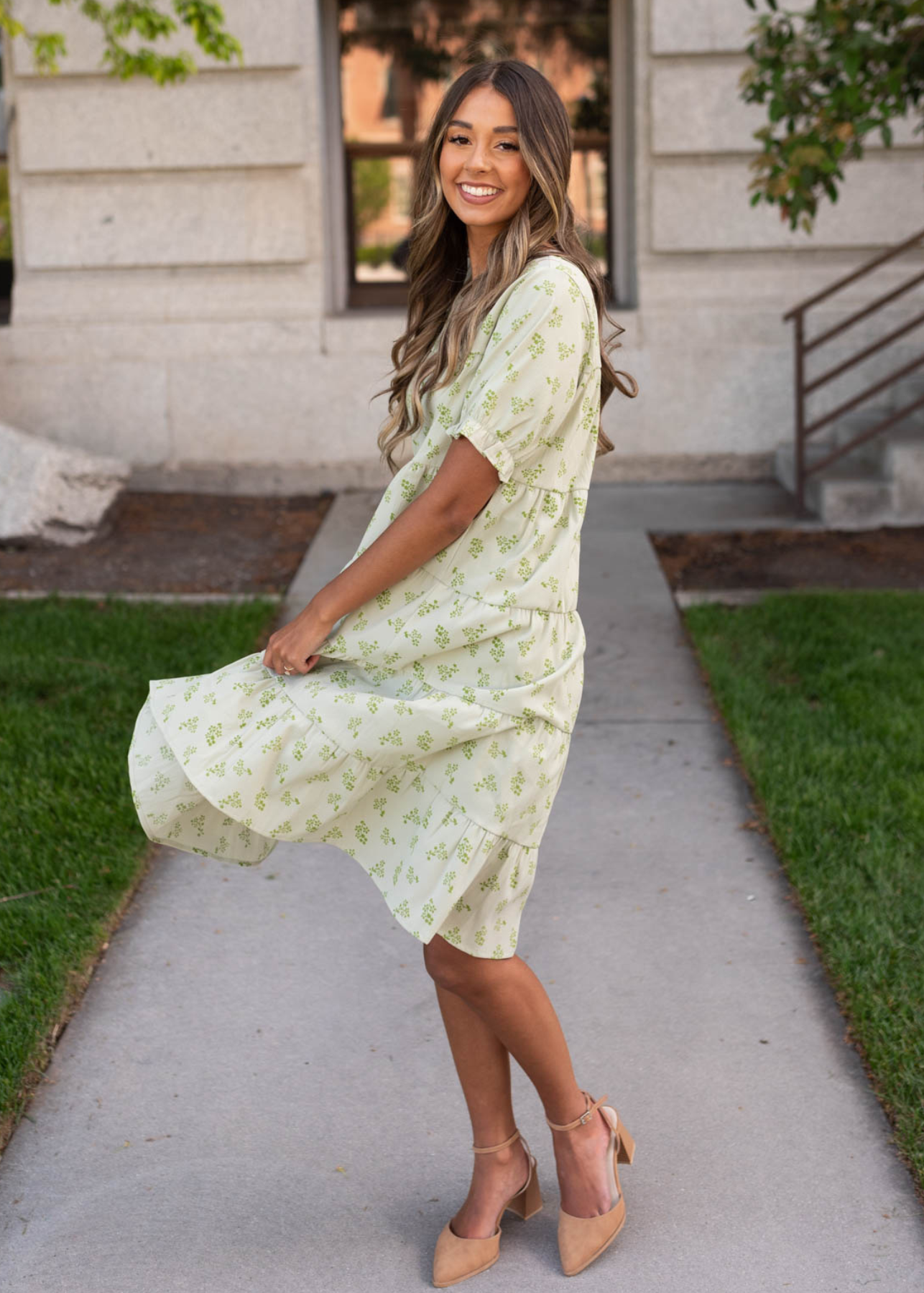 Penelope Green Tiered Dress