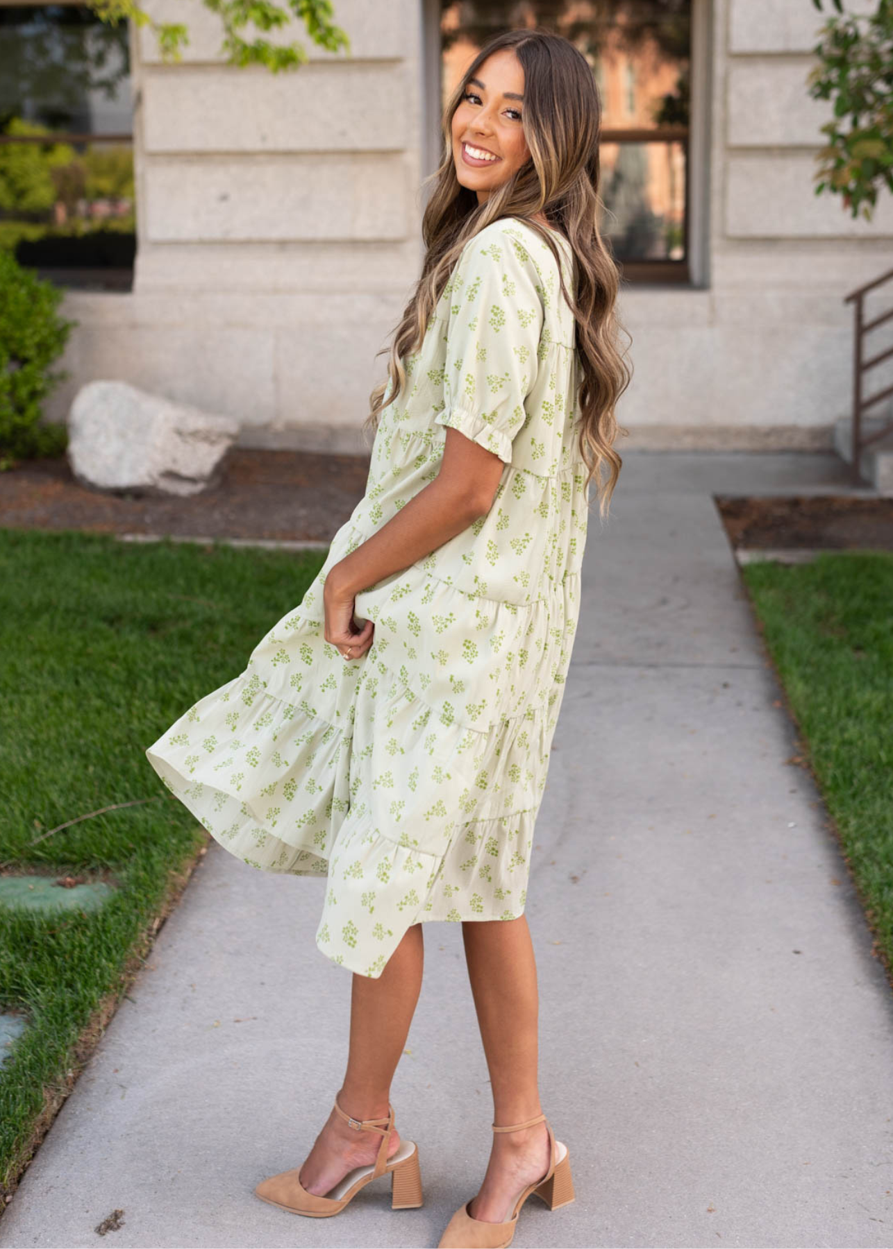Penelope Green Tiered Dress