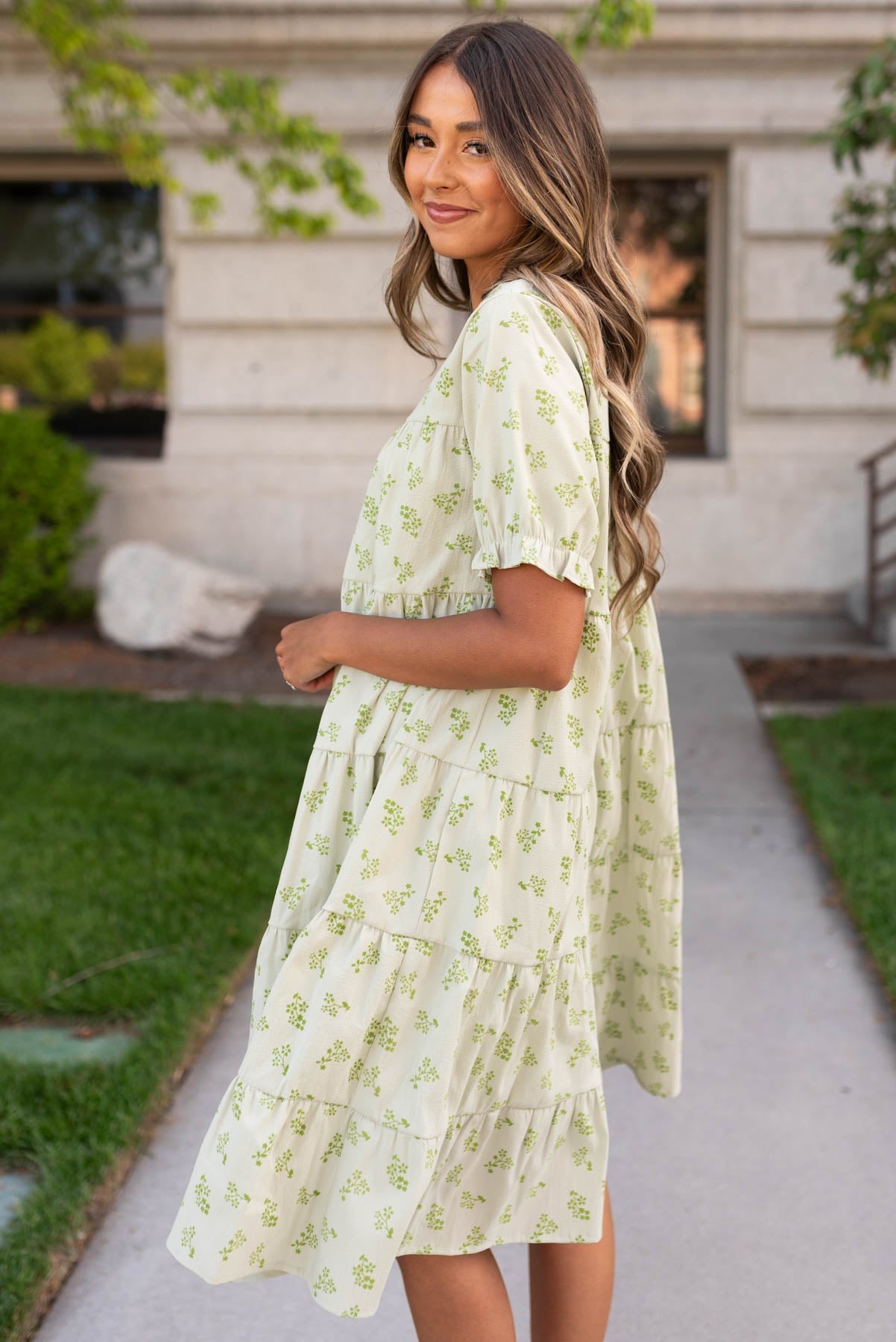 Penelope Green Tiered Dress