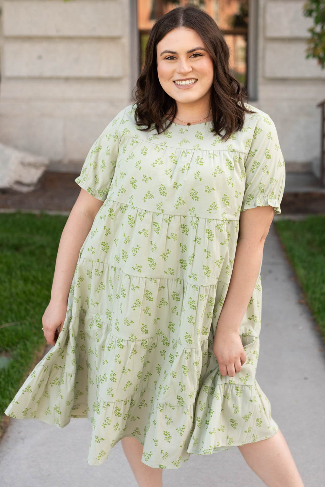 Penelope Green Tiered Dress