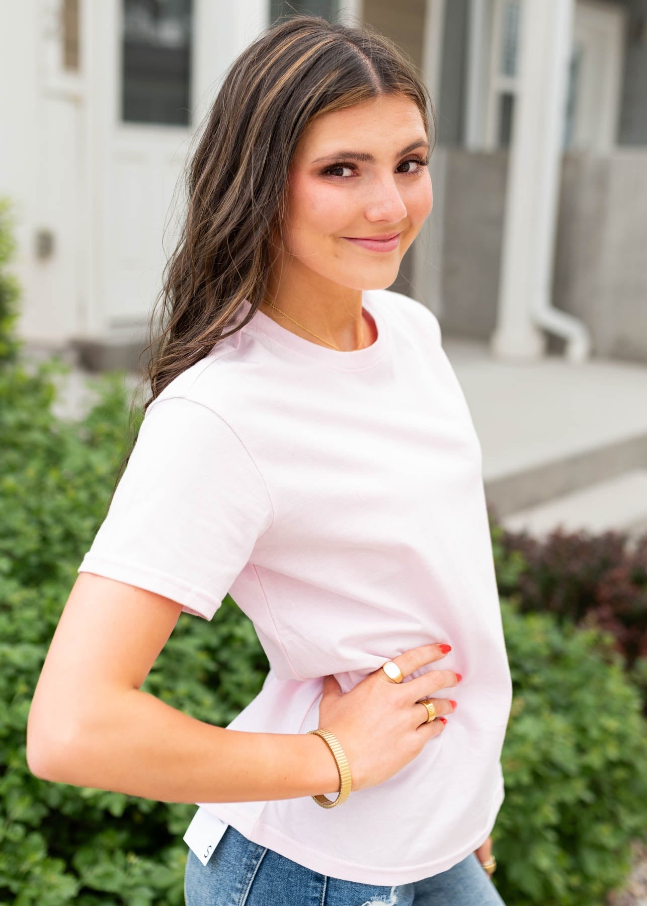 Peony Pink Basic Tee