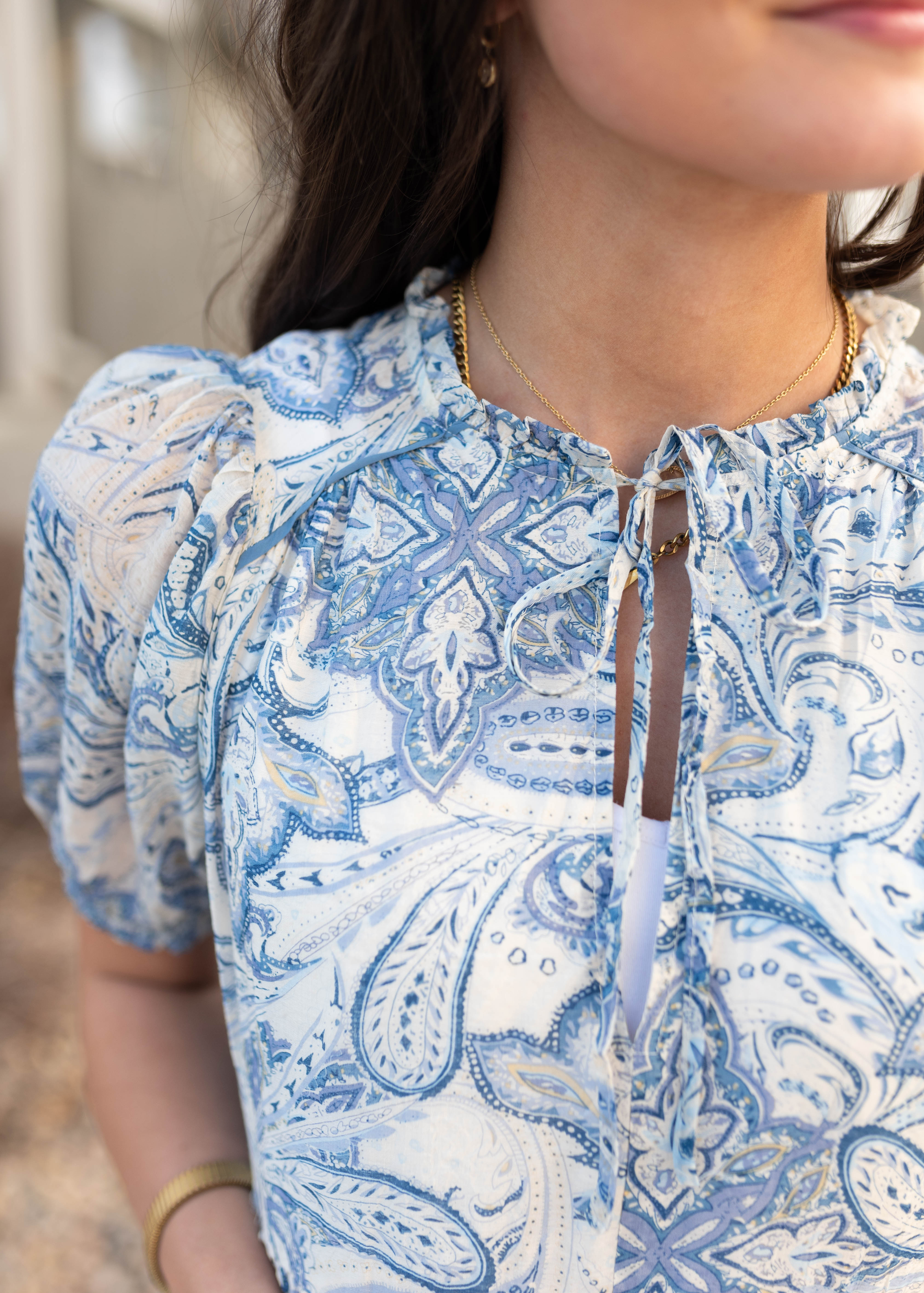 Perla Blue Paisley Pattern Dress