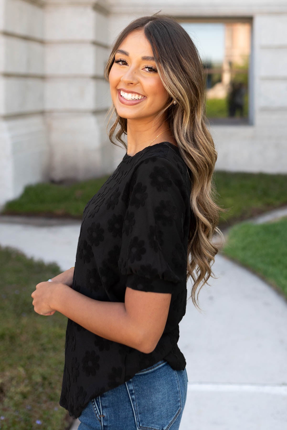 Preslee Black Floral Pattern Top