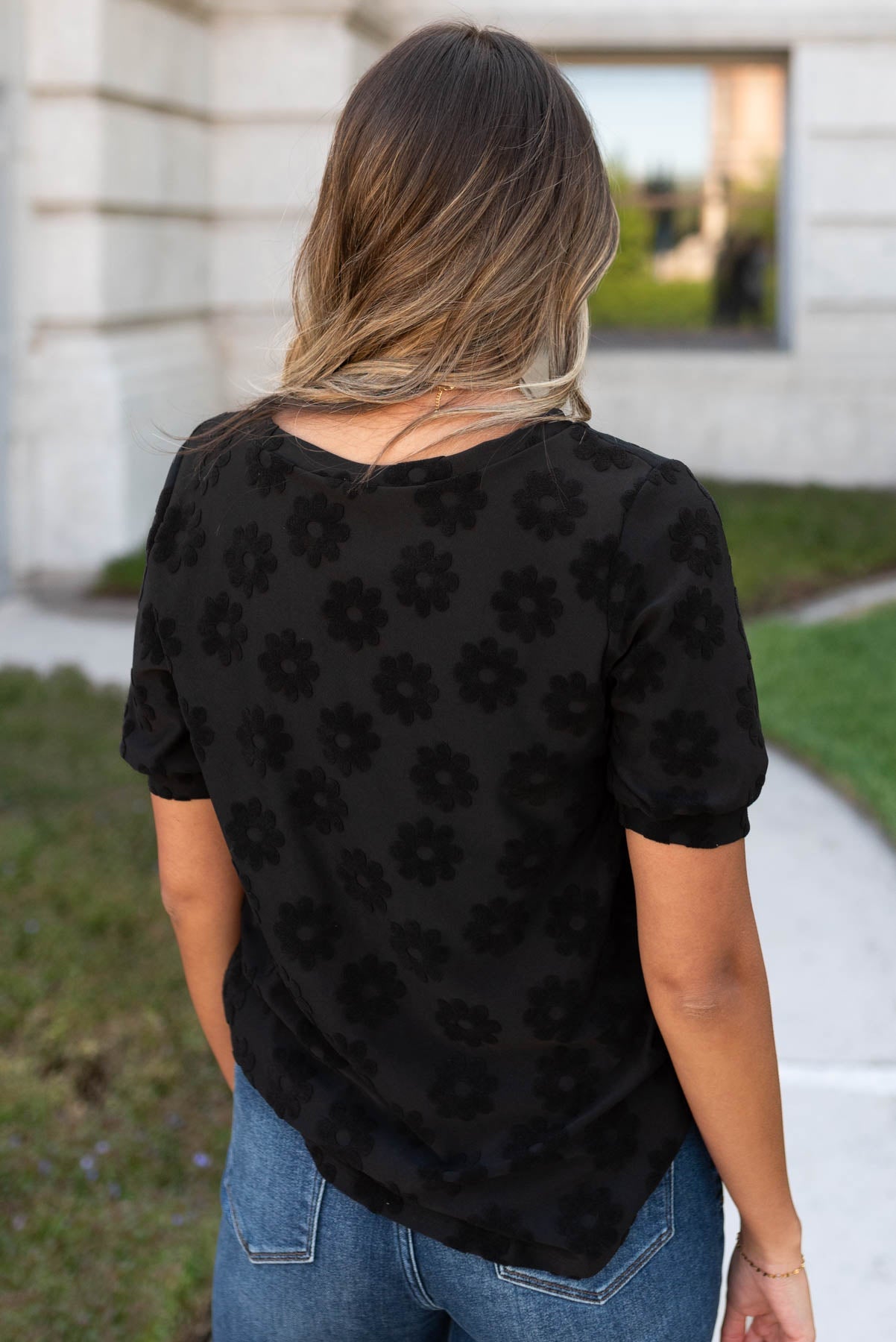 Preslee Black Floral Pattern Top
