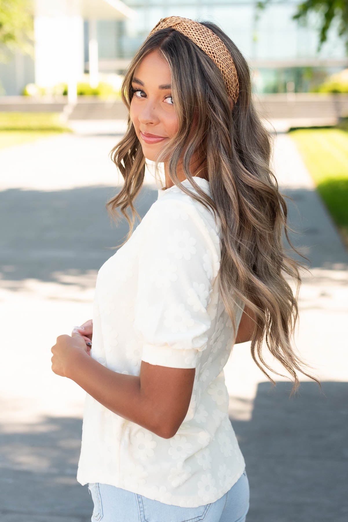 Preslee Cream Floral Pattern Top