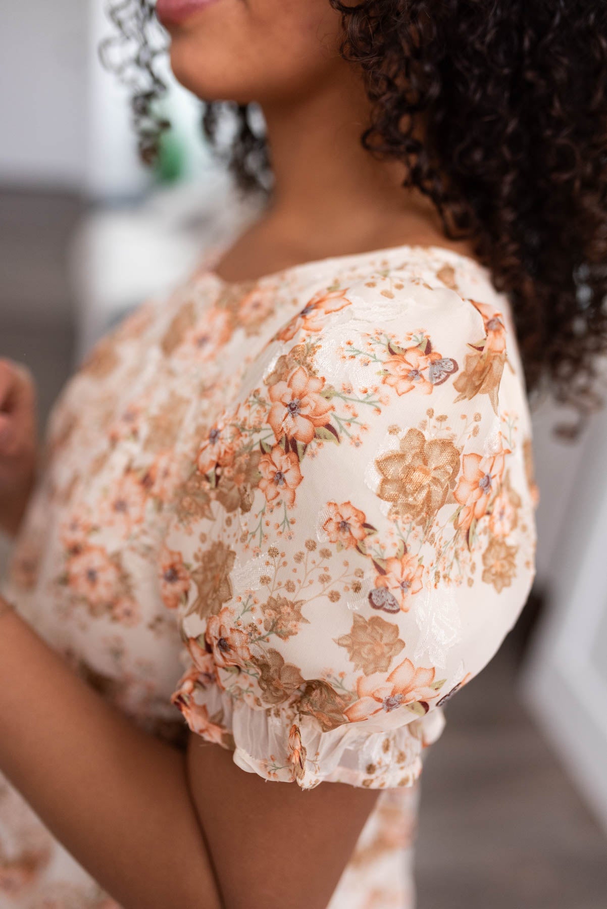 Quinn Peach Floral Tiered Dress