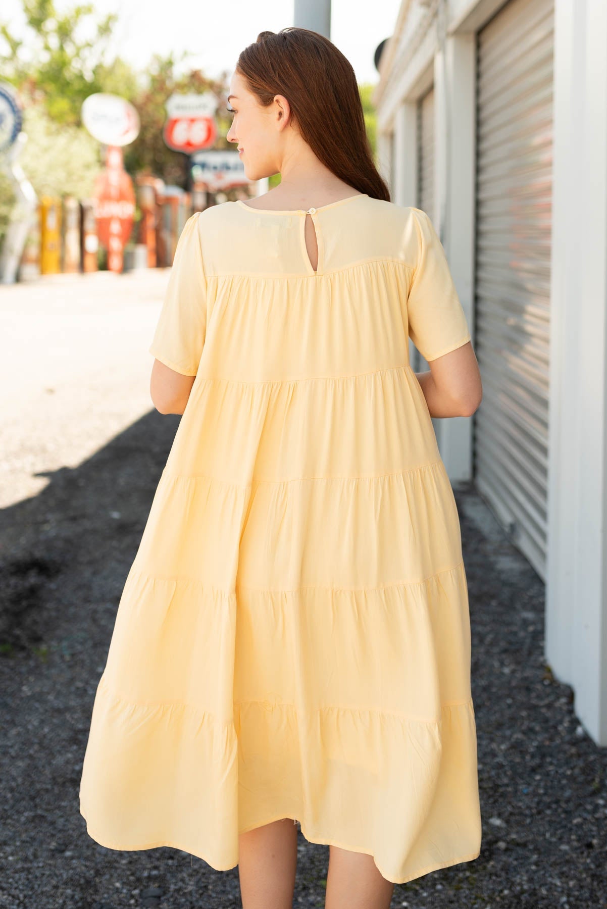 Rachel Light Yellow Tiered Dress