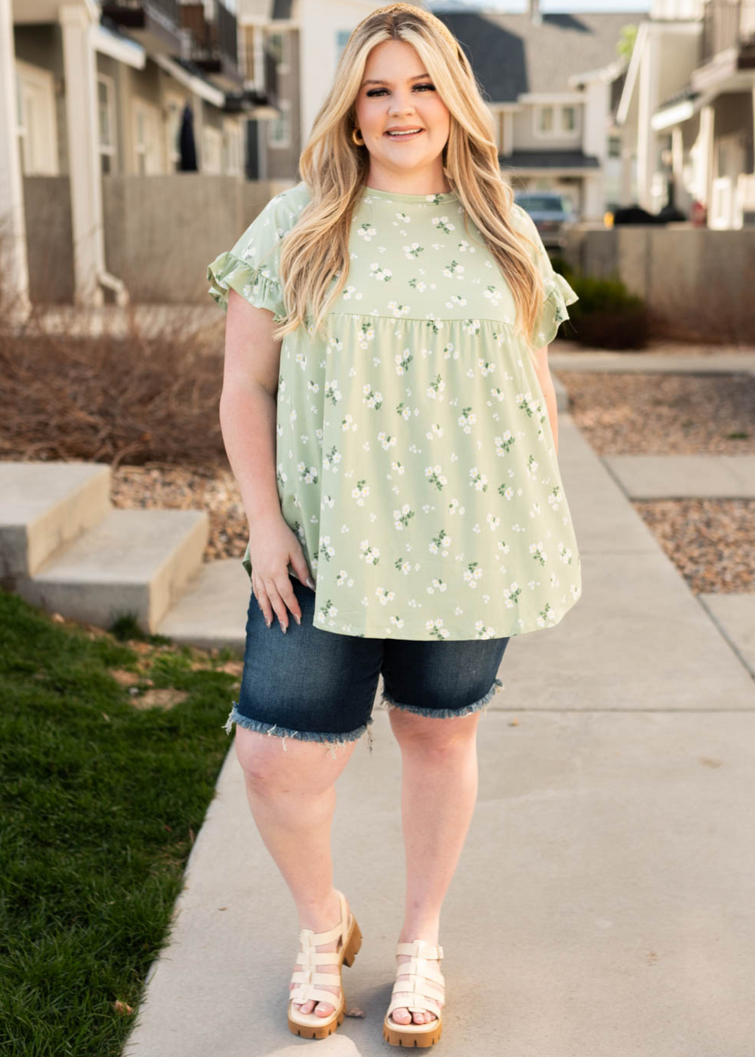 Rachelle Sage Floral Top