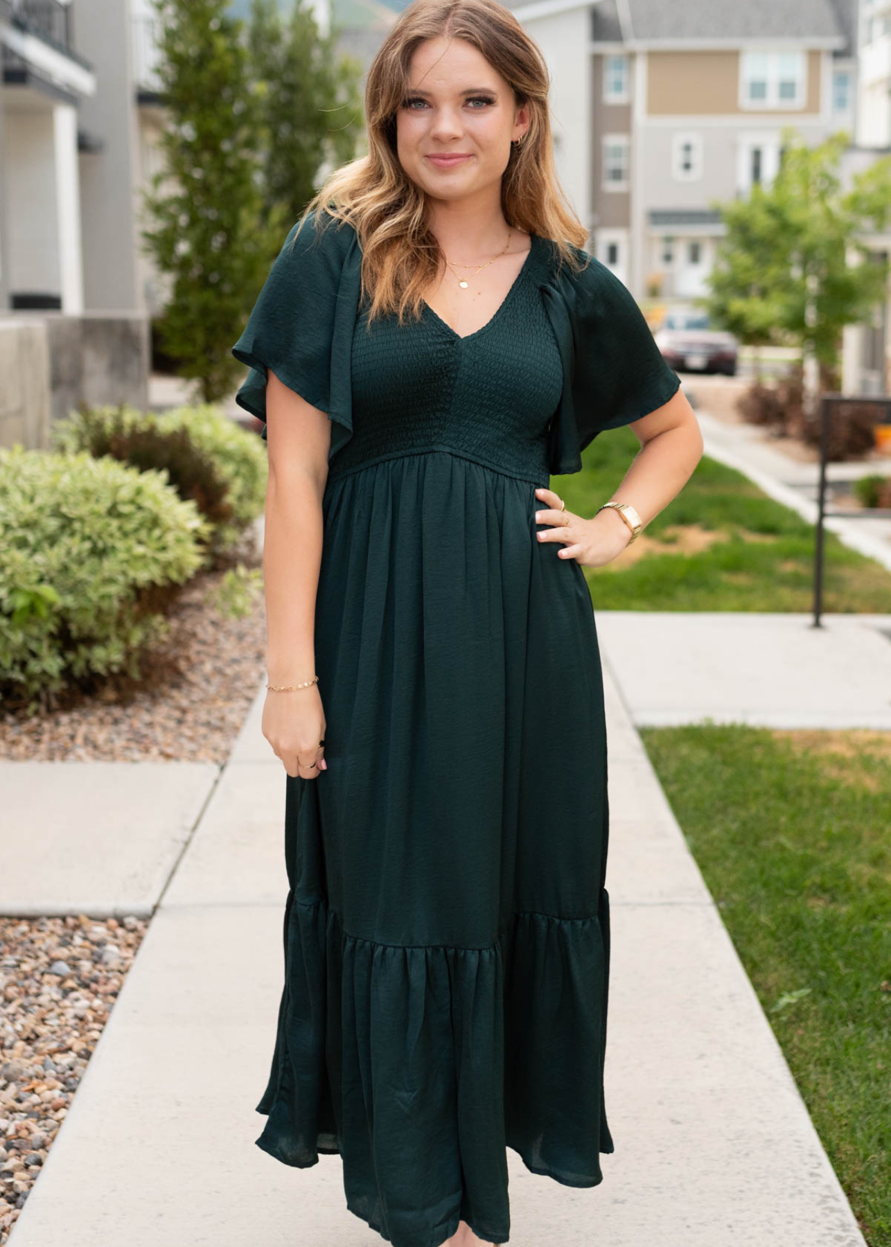 Raelyn Emerald Satin Dress
