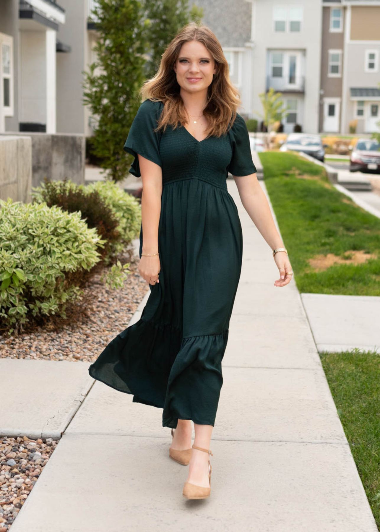 Raelyn Emerald Satin Dress