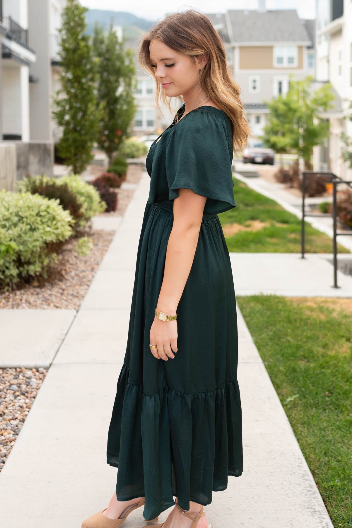 Raelyn Emerald Satin Dress