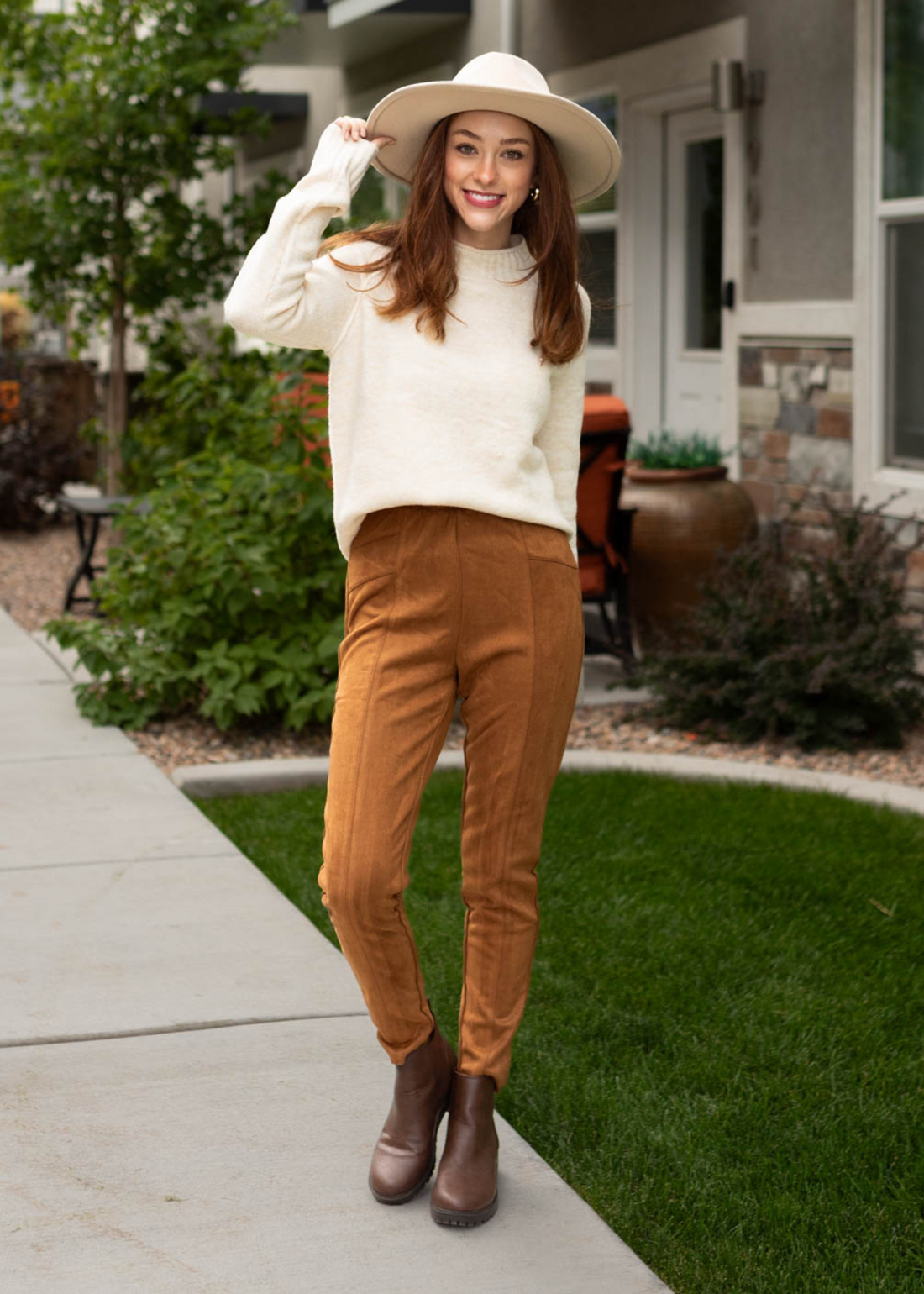 Raina Camel Suede Leggings